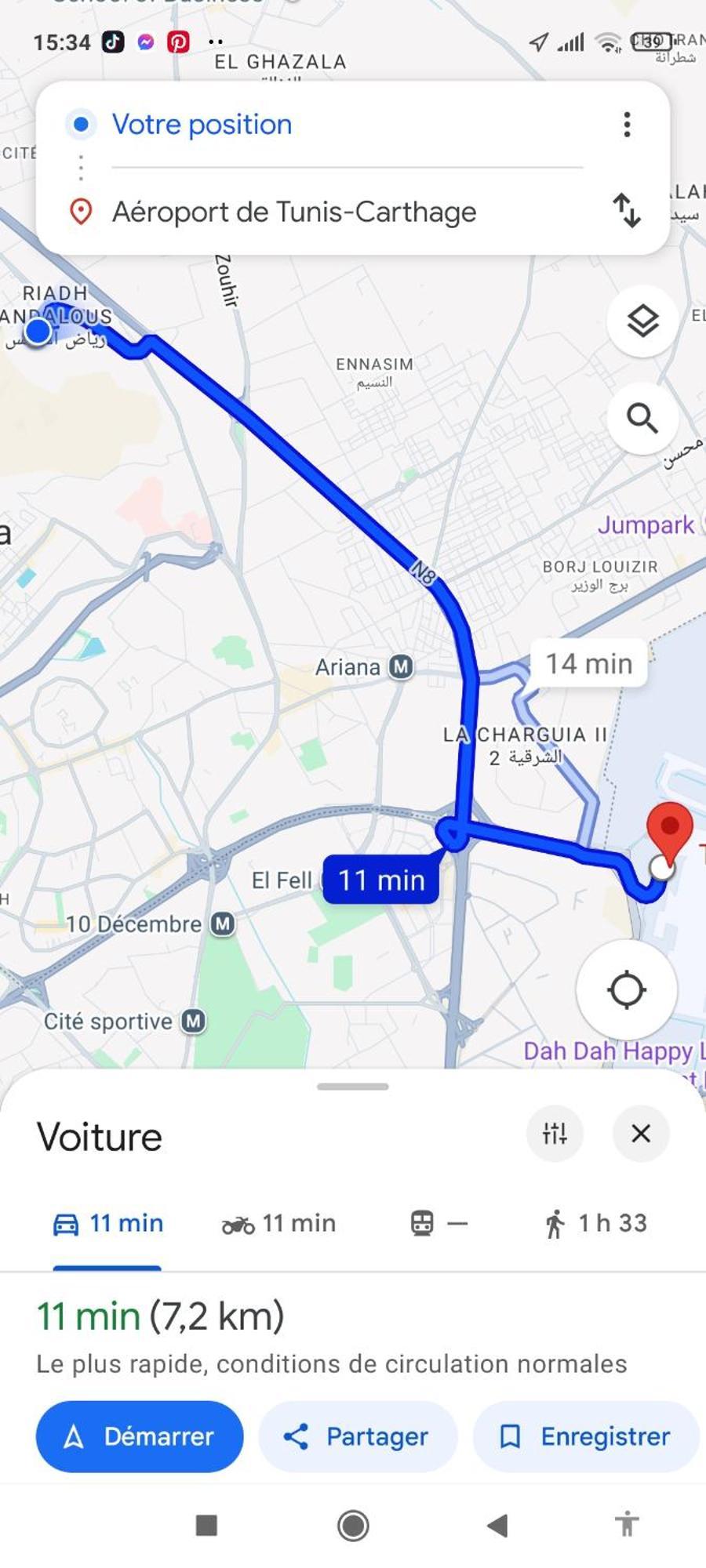 Etage De Villa Avec Jardin, Pres De L'Aireport Et Parking Prive Ariana Eksteriør billede
